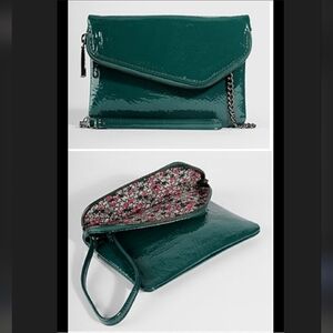 Hobo International Green Leather Chain Strap Wristlet Clutch Crossbody Bag